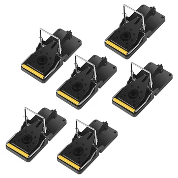 

Mouse Trap,Kill Mice Catcher, Easy To Set Reusable Mouse Control Snap Traps (Black-6)