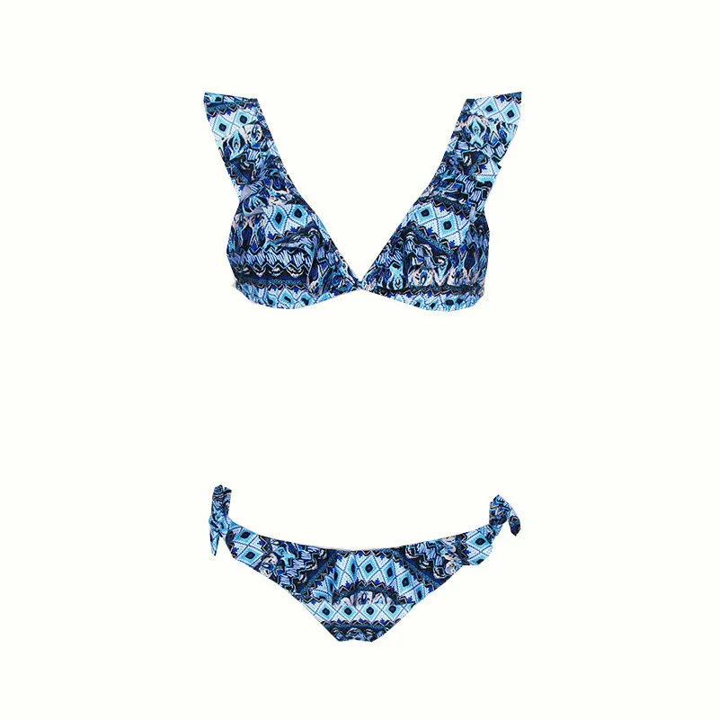

Women's Sexy Summer Ties Triangle Print Floral bathing Beachwear Bikinis Sets Biquini Swimsuits Tankini swimwear New 2019