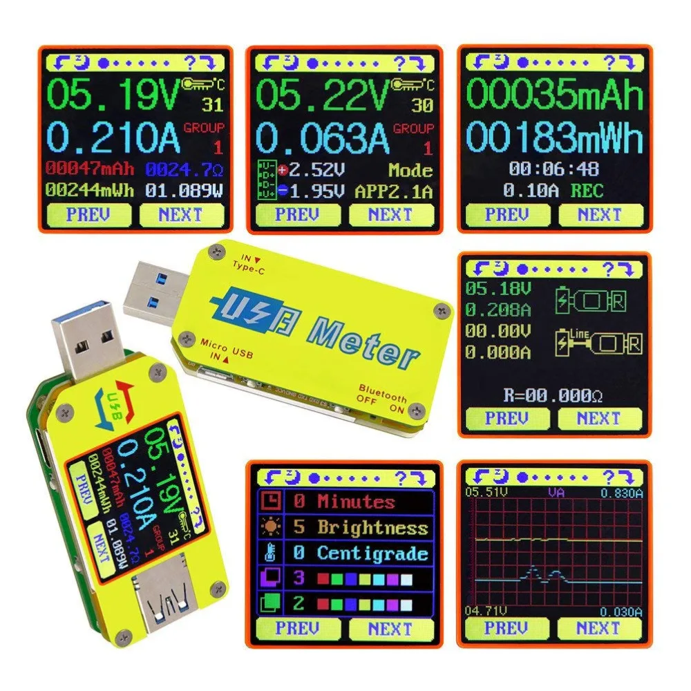 UM34 UM34C Для APP USB 3,0 Тип-C DC Вольтметр Амперметр Напряжение измеритель тока, для батареи зарядки измерения сопротивление кабеля тестер высокое качество