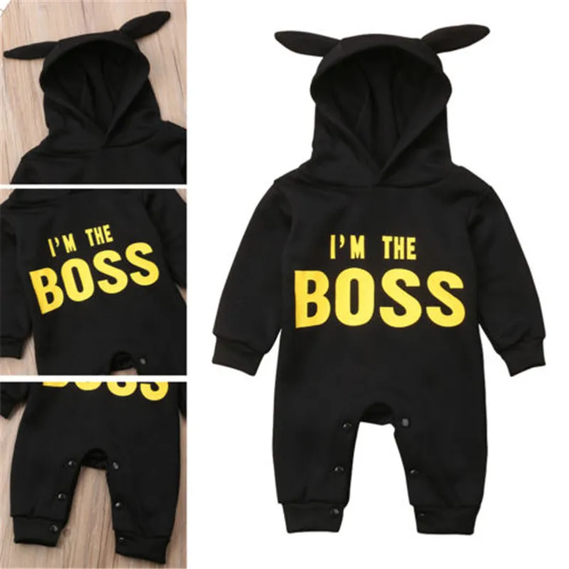 

Autumn Newborn Toddler Baby Boys Girls clothes Cotton Hooded letter print Romper long sleeve kids lovely Jumpsuit one pieces