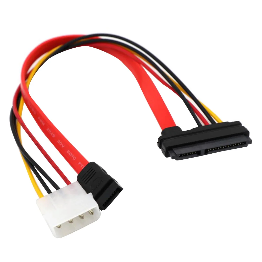 Новый 30 см комбо 15Pin мощность + 7Pin кабель для передачи данных Molex К Serial ATA свинцовый