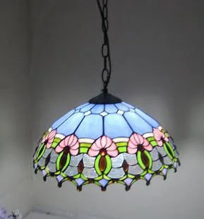 

16 Inch Mediterranean Tiffany Pendant Light Garden Restaurant Bar Didifanni Color Glass Decorative Lamps