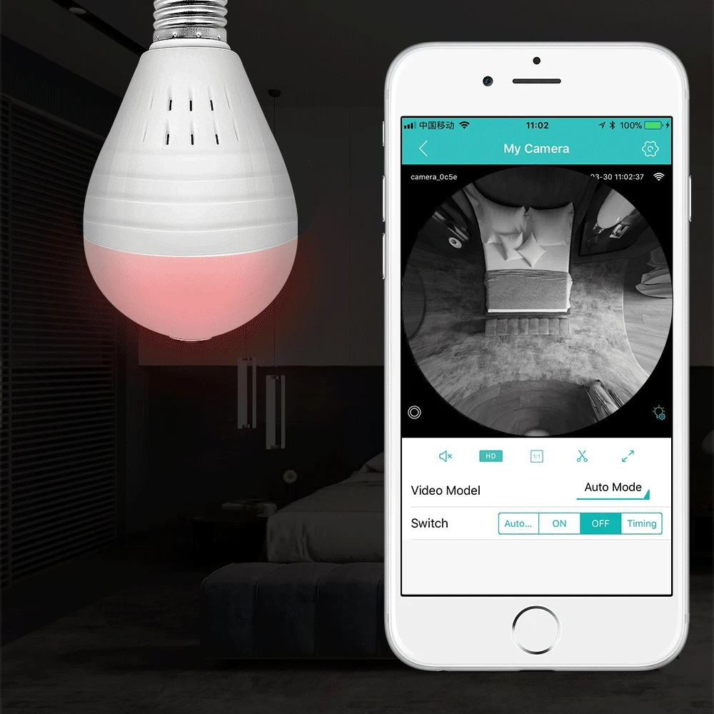 

Bulb Light Camera 360 Degree Wireless 1080P Wifi IP Camera Panoramic FishEye Camera CCTV IR Night Vision Two Way Audio