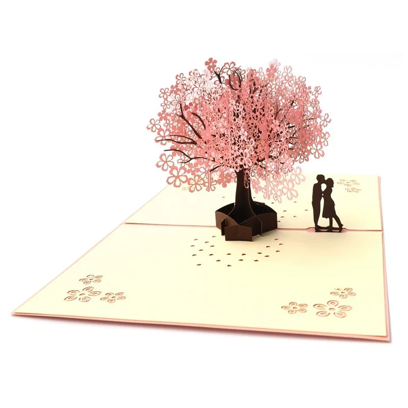  3D Greeting Card Pop UP Cards Valentine Birthday Card Anniversary Gift Postcard Tree Romantic Weddi - 32995074032
