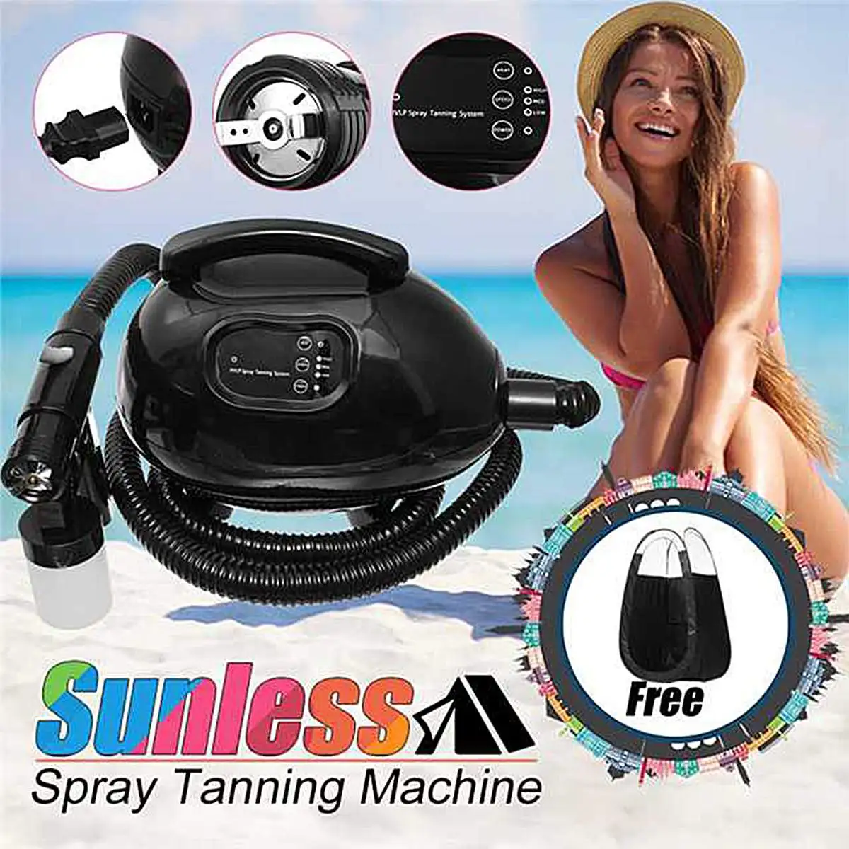 

New 1.0mm HVLP Spray Guns Sprayer Body Paint Skin Tan Bronze Spray Guns Tent Set Tanning Machine Salon Accessories Beauty Tools