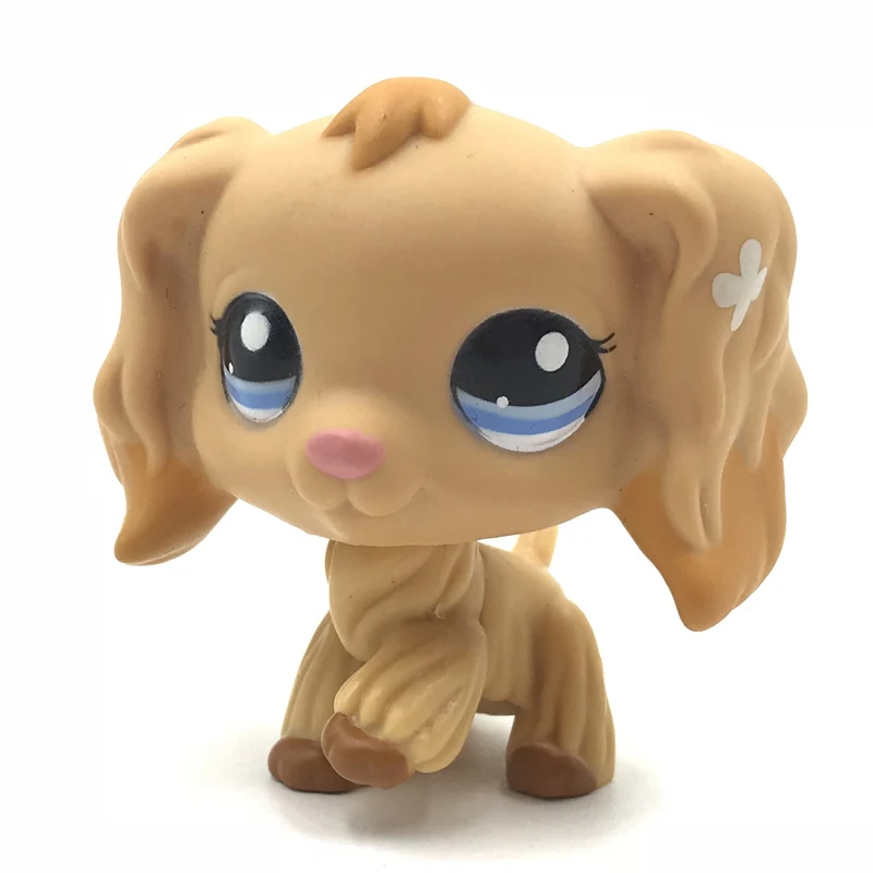 

Rare animal pet shop lps toys cocker spaniel brown dog with caramel tipped ears Christmas gift collection for child