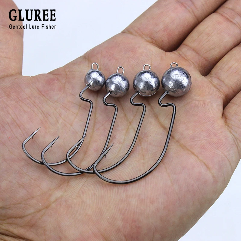 GLUREE 5 шт. 3 8g 7g 7 5g 10 приманка со свинцовым крючок рыболовный рукоятка джига крючки