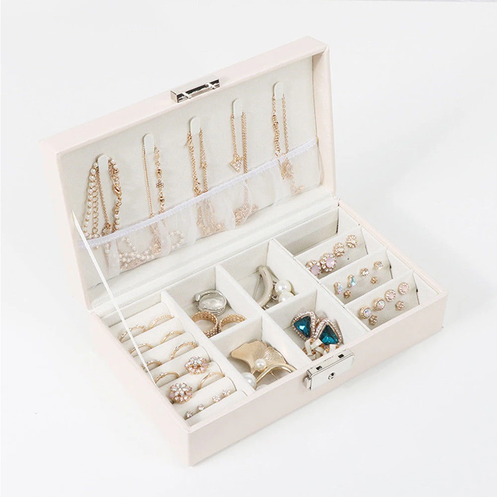 

Multifunctional Portable Simple Ornaments Box Jewelry Storage Case Travel Organizer