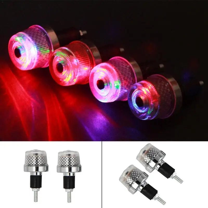 

2PCS Motorcycle Red Green Blue LED Handle Bar End Indicator Grip Plug Colorful Flashing Light