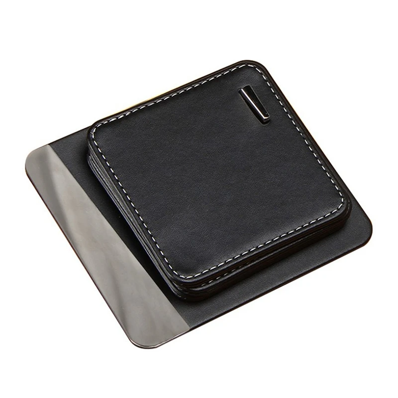 

4-Piece Leather Coaster With Protective Cover To Protect Furniture From Water Marks And Damage, Simple And Elegant Beverage Co
