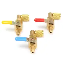 A/C 90 Degree Ball Valves Metal Handle Auto Air-conditioning Valve Parts 3 Color Ball Valve for AC Refrigerant R410A R134A