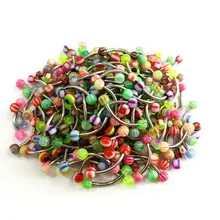 XIUFEN 10 шт./компл. смешанные Цвет модные пупка Язык Бар кольца ювелирные изделия для пирсинга Нержавеющая сталь полюс ювелирные изделия