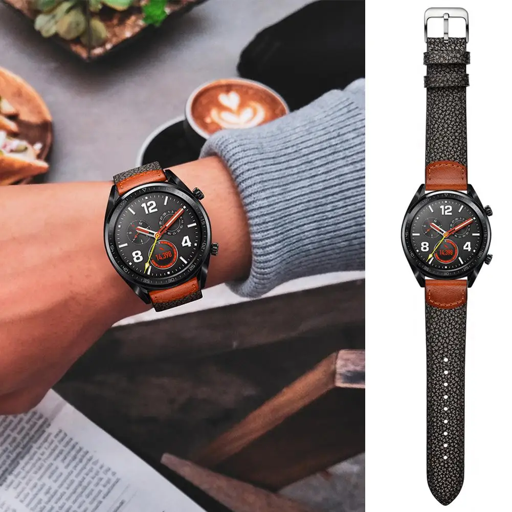 

22MM Smart Sports Replacement Wristband Genuine Soft Watch With High Quality Leather Watch Strap Stone Pattern Watch Magic