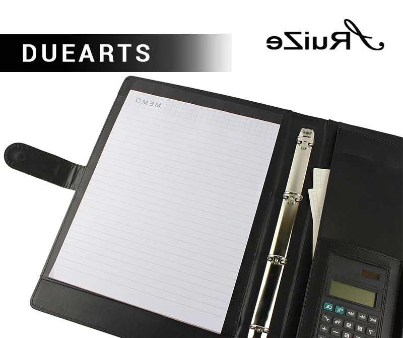 DUEARTS Leather Padfolio Multifunction Organizer Planner Notebook Ring Binder A4 File Folder With Calculator Office Supply | Канцтовары