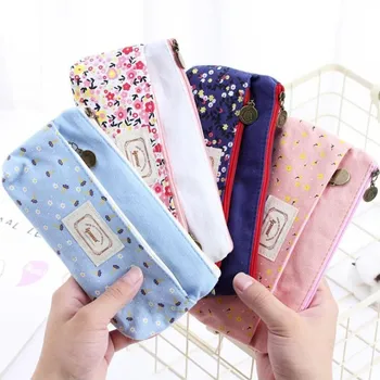 

1PCS Colored Small Floral Shell Pencil Case Office Stationery and School Supplies High Capacity Canvas Material Pencil Bag