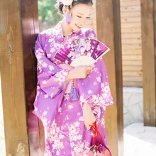 Женский японский традиционный костюм, женское цветочное кимоно и платье obi для сценического костюмированного представления, Женский костюм юката, кимоно D9011