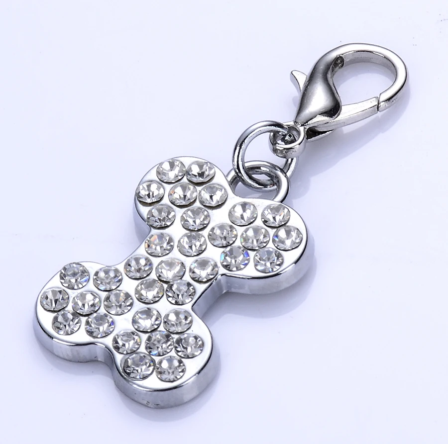 подвеска кулон для собак ошейник Горный хрусталь Dog Tag Кристалл кости в форме