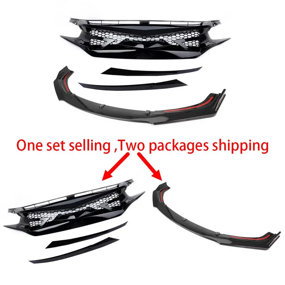 Для Honda Civic Mesh Grill передняя решетка капота с передним Бампером для - Цена: 