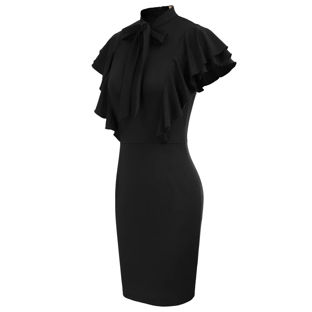 النساء 2019 فستان صيفي مثير خمر أنيقة الصلبة قلم رصاص فساتين السهرة حزب النساء اللباس Bodycon Vestidos زائد أحجام