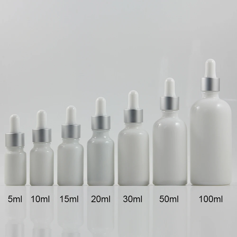 Conta-gotas de Vidro Garrafa de Óleo Atacado Branco Forma Redonda Garrafa Conta-gotas Vazio Recipiente Essencial 50 Pçs 30 ml