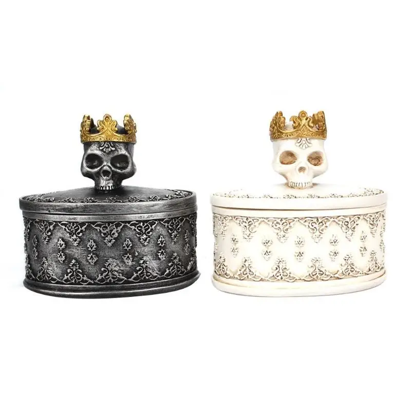 

Creative Resin Crown Skull Jewelry Storage Box Creative Bracelet Ring Holder