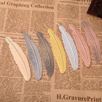 

500PCS Creative metal silver plated Feather bookmark Chinese style vintage page marker nice cool book markers school supplies