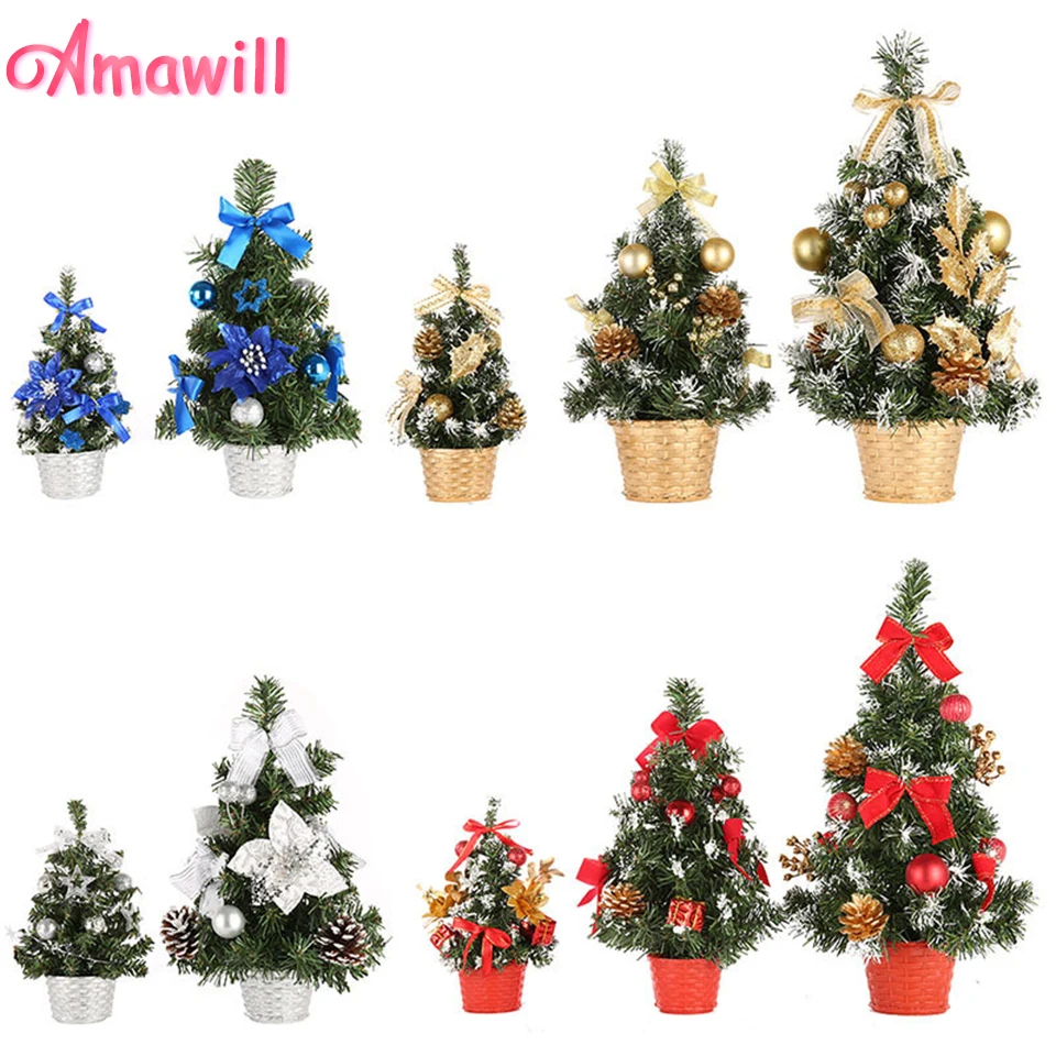 

Amawill 1pcs Mini Christmas Tree 20cm/30cm/40cm Xmas Decor Table Decoration Small Party Desktop Ornament Xmas Festival Gift 8D