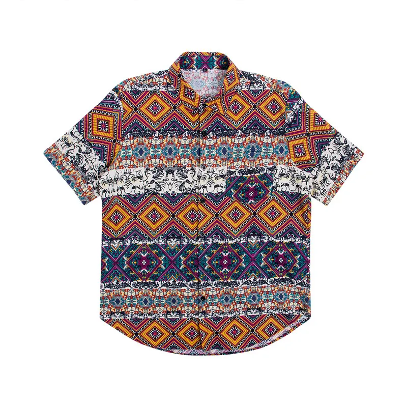 

2019 Fashion Hawaiian Style Blouse Unisex Men Women Casual Shirt Summer Beach Leisure Resort Print Tops Plus Size 5XL Blusas