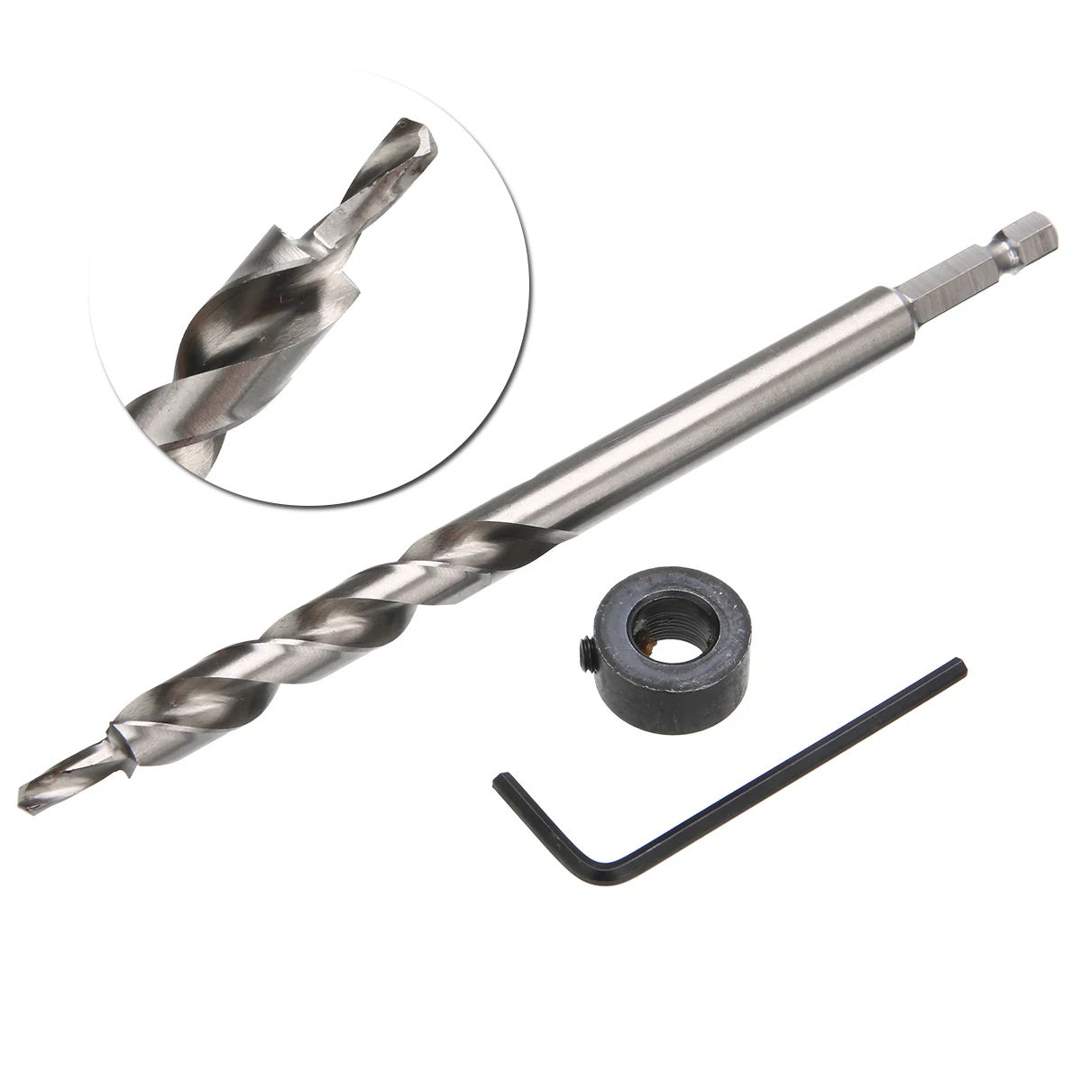 

Mayiyr 1 set 1/4" Hex Twist Step Drill Bit for Kreg Pocket Hole Drill Jig Guide 3/8" For Woodworking Locator Hole HSS