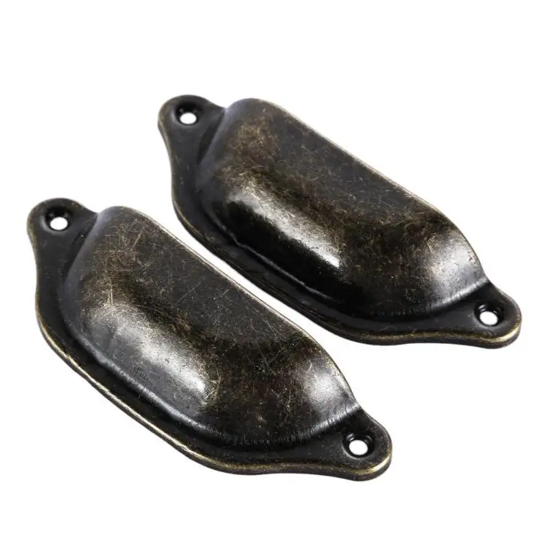 8pcs/set Retro Metal Kitchen Cupboard Cabinet Door Knob Furniture Drawer Pull Handle Iron Antique Brass Shell Pull Handles