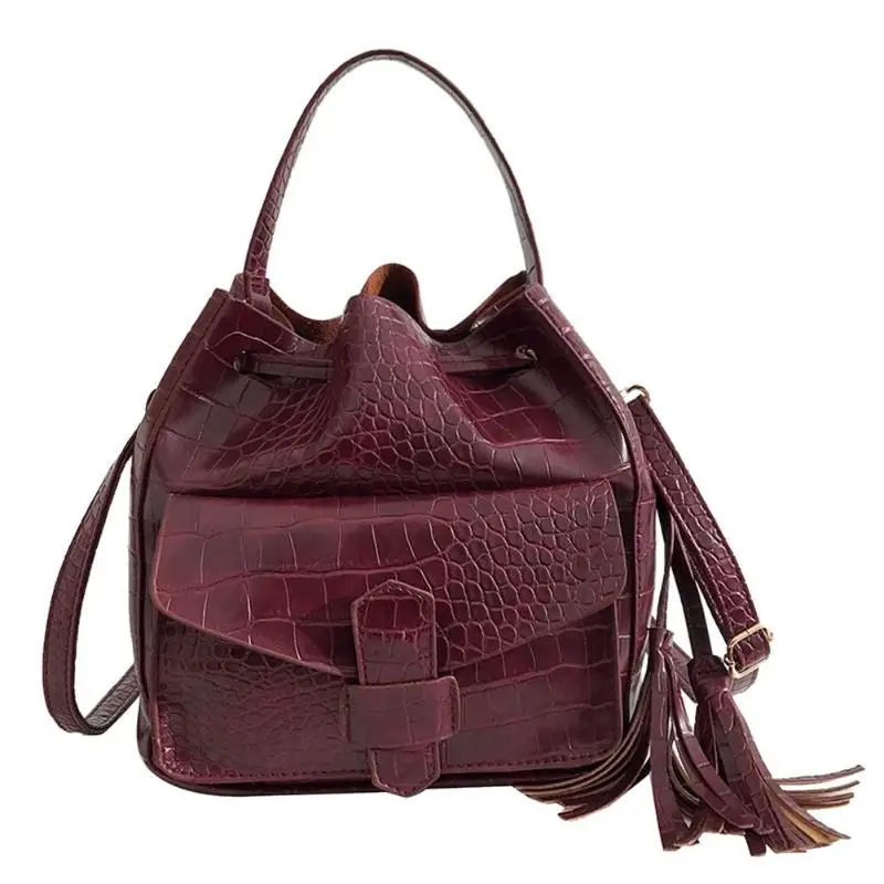 

Stone Pattern Tassel Shoulder Handbags Women Solid Color Travel Satchel Bag Vintage Crossbody Bags For Women Messenger Bags
