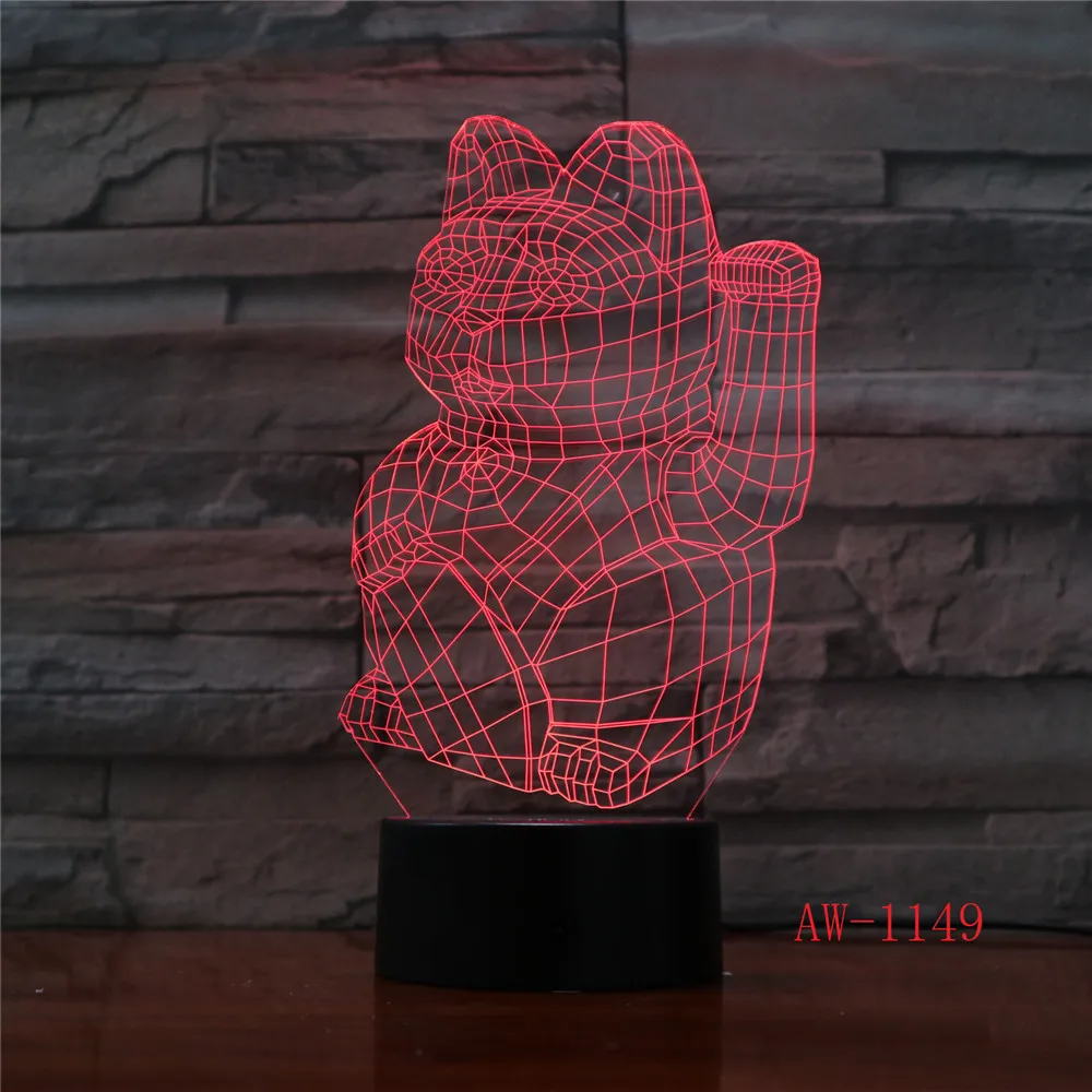 3D Ночная Лавовая Лампа Кот удачи Креативный светодиодный светильник с