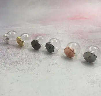 

100pcs/lot 20x12mm hollow glass globe with setting 6 color base set orb glass vials pendant round glass bottle pendant wed decor