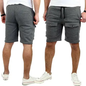

2019 Summer Men Sports Shorts Trousers Pockets Casual Shorts Bodybuilding Workout Fitness Beach Shorts