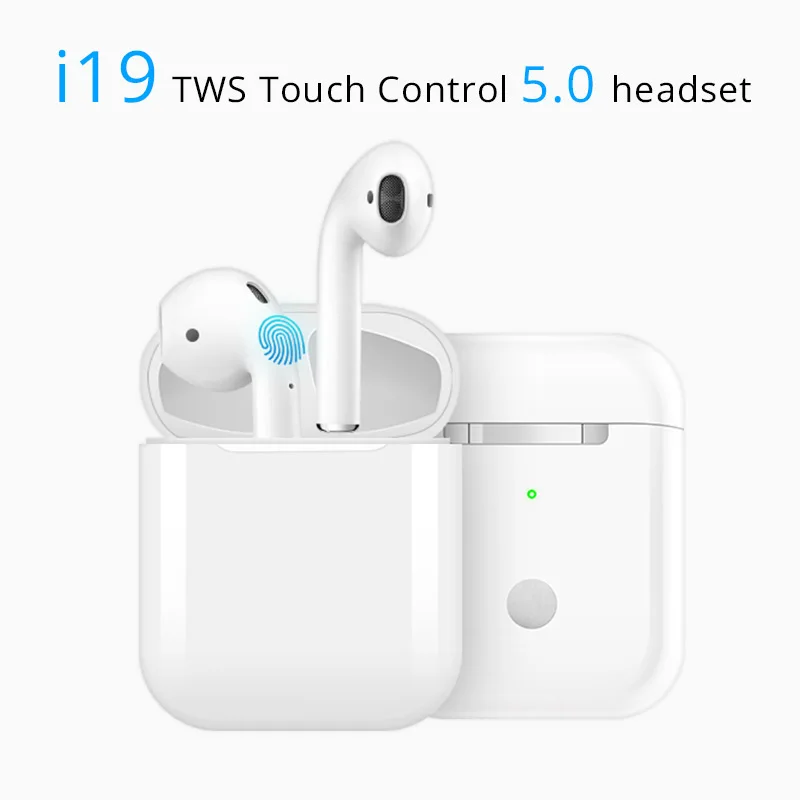 

Original i19 TWS Bluetooth 5.0 Earphone Sports True Wireless Touch Control Earbuds Binaural Headset air pods For All Smart Phone