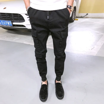 

Autumn and winter models thickening beam men's harem pants trend plaid casual fashion spirit feet pants social guy pants