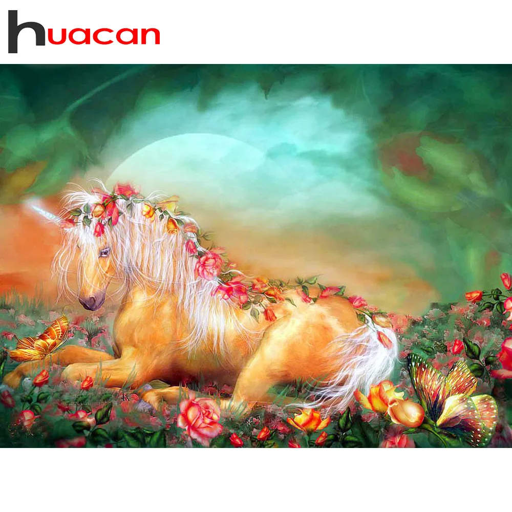 

Huacan Diamond Painting Horse Full Drill Cross Stitch Rhinestone Picture Animal Diamond Embroidery Mosaic Decor Gift