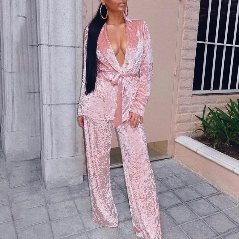 DRESSMECB Модный повседневный Бархатный комплект из двух предметов 2018 новый осенний