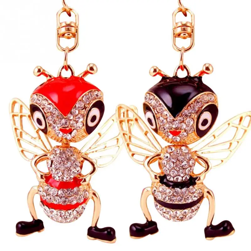 

Fashiona Zinc Alloy Key Chain Ring Keychain Rhinestone Bee Shape Pendant Bag Decorations