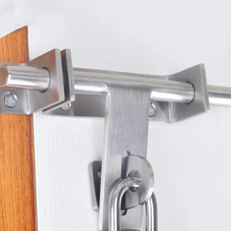 

Silver Stainless Steel Door Latch Sliding Lock Barrel Bolt Latch Thicken Gate Safety Lock Hasp