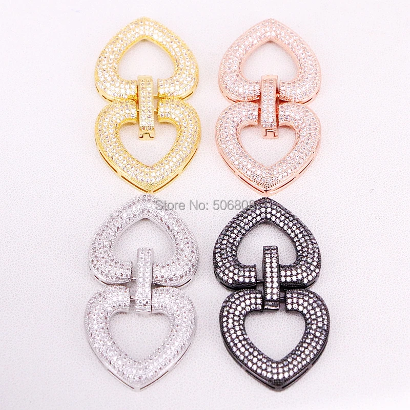 

5PCS ZYZ321-7998 Micro Pave CZ Double Triangle Buckle Interlocking Clasp Fastener/Clasp, CZ Buckle Clasp