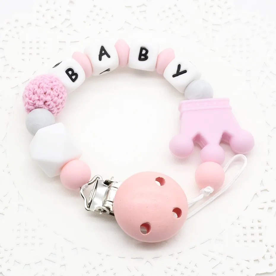 

NEW DIY Silicone Baby Pacifier Clip Personalised Name Colorful Pacifier Chain Baby Teething Soother Chew Toys Dummy Clips Gifts