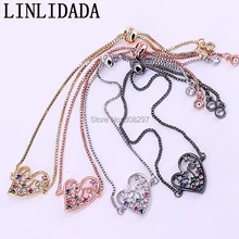 10 шт. микро pave cz Циркон Сердце соединитель браслеты с подвесками для женщин девушка простой Регулируемый Браслет