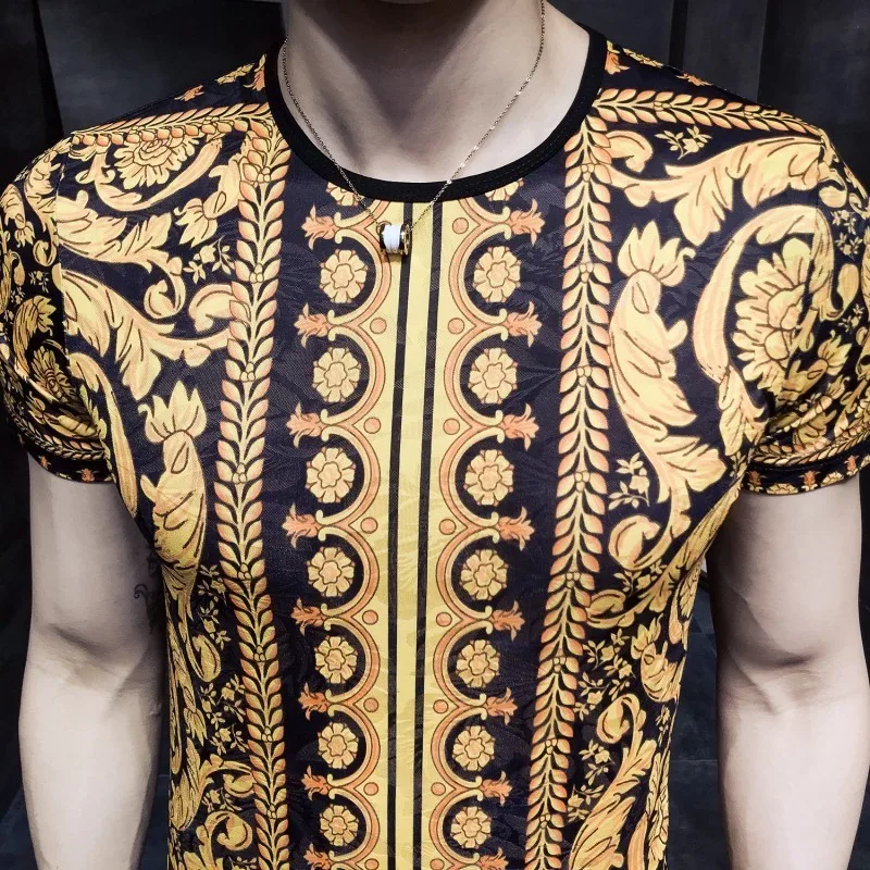 Барокко Панталон мода новая футболка с принтом Мужские Клубные вечерние Hombre Camiseta