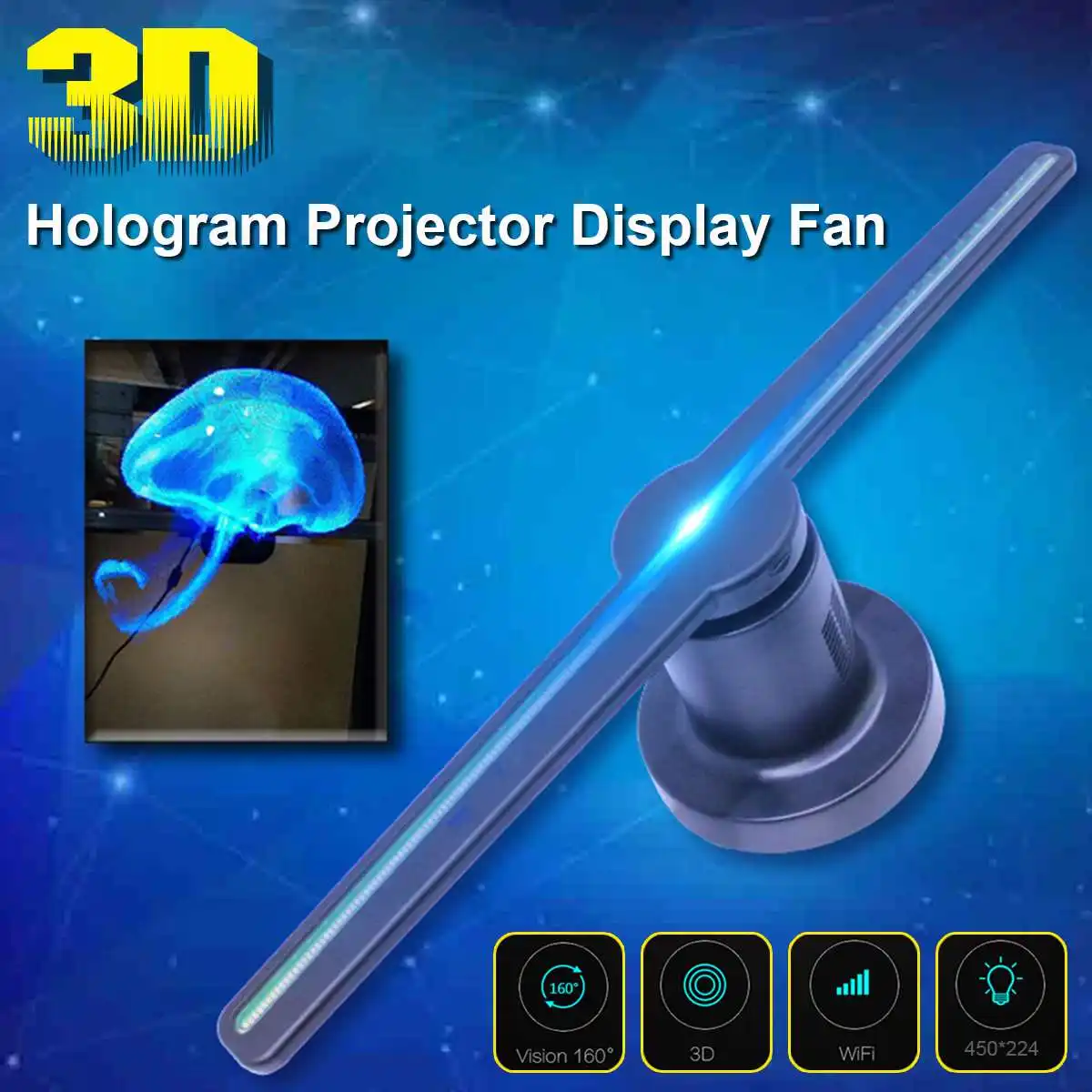 

3D Hologram Advertising Display LED Fan Holographic Imaging 3D Naked Eye LED Fan light 3d Display Advertising logo Light Decor