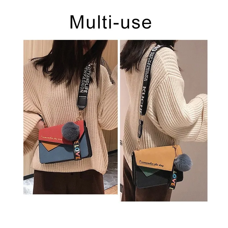 Herald Fashion Women Shoulder Bag Wide Strap Flap Bag Quality Leather Designer Clutch Bag Ladies' Messenger Bags With Hair Ball Herald Fashion Women Shoulder Bag Wide Strap Flap Bag Quality Leather Designer Clutch Bag Ladies' Messenger Bags With Hair Ball