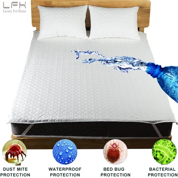 

LFH Jacquard Cloud Waterproof Bed Cover For Mattress Pad Anti Mites Bedsheet with Elastic Band Hospital Medical Sheet Protector