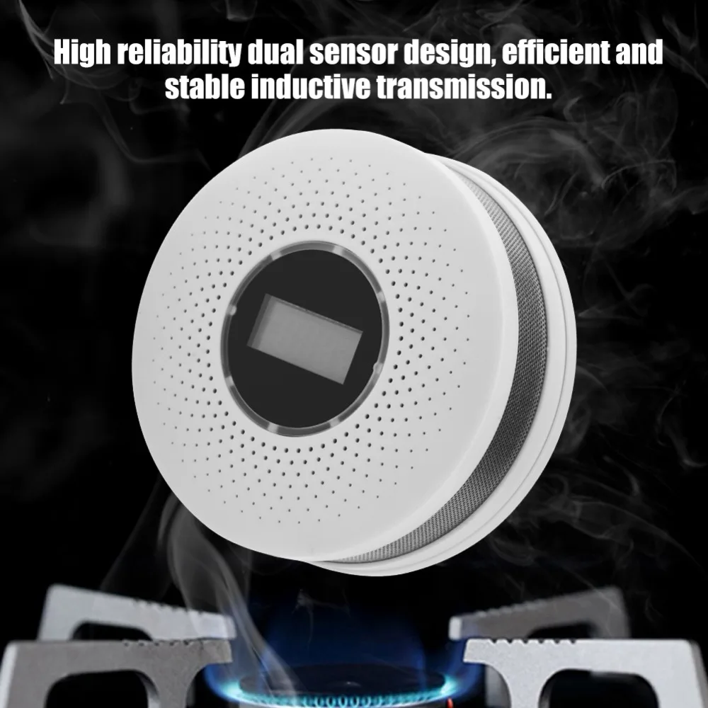 

Smoke Detector Live Voice LED Display Alarm CO Carbon Monoxide Leakage Alarm Sensor Smart Human Voice Alarm memory LCD Display