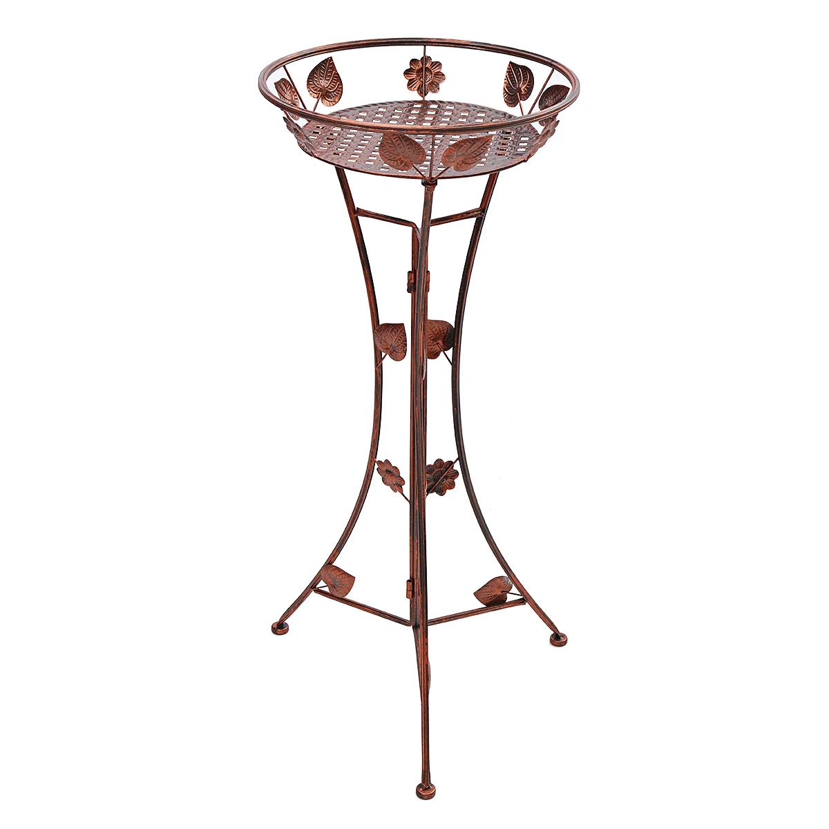 

Red Copper Indoor Balcony Metal Iron Flower Stand Tray Home Decoration Durable Flower Planter Stool Floor Garden Shelf Holder