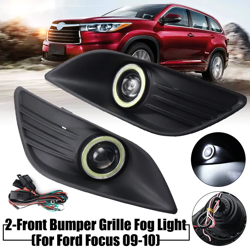 

1 Pair Car Auto Front Bumper Angel Eyes+Fog Lamp Day Driving Light For Ford For Focus 2009-2010 ABS Plastic